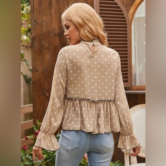 NIP-Polka-dot Ruffle Trim Blouse - Picture 5 of 5